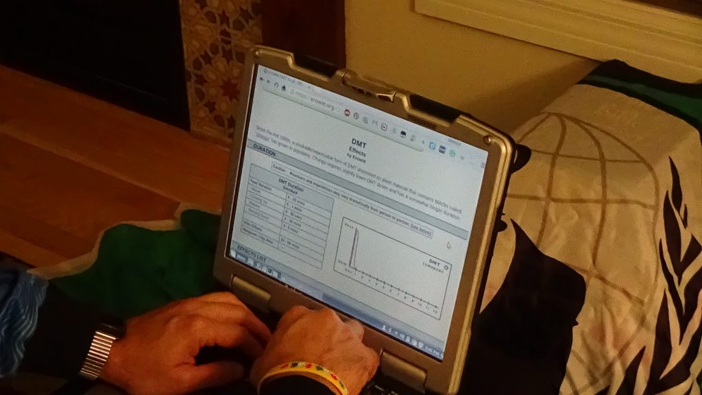 Joe looking up information about DMT on Erowid.